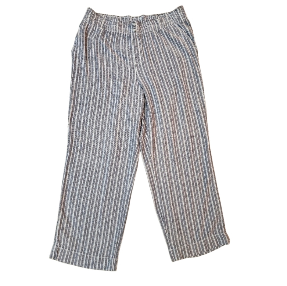 Briggs Xl Womens Linen Blend Gray Striped Pants